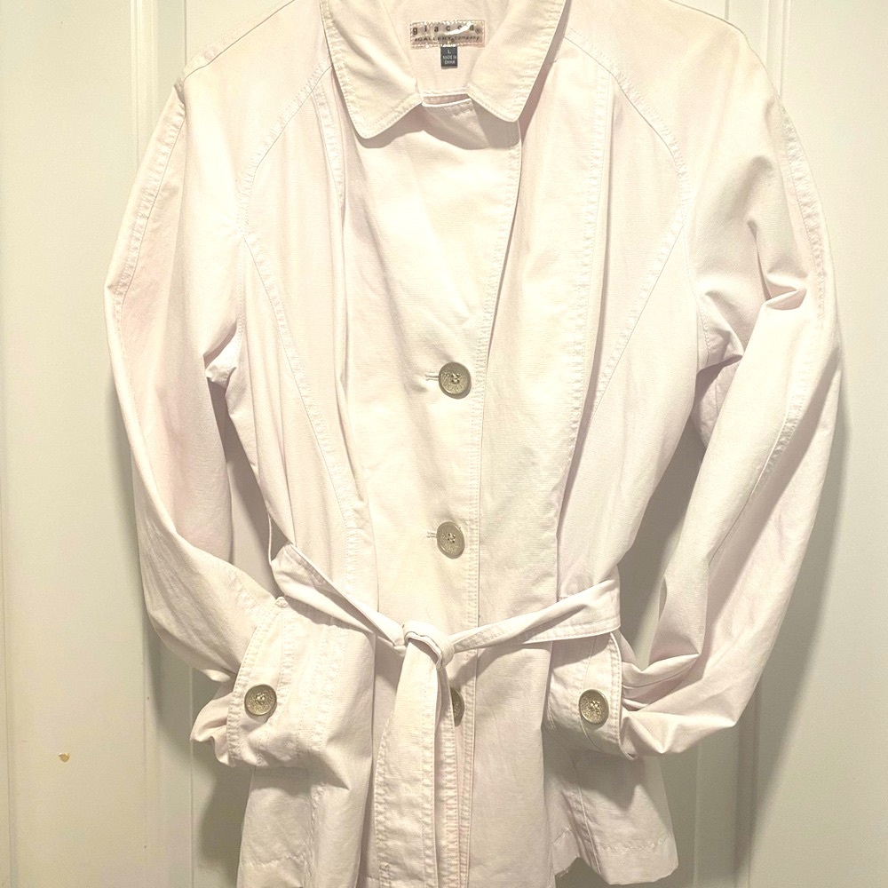High Fashion Giacca White  Waist length trench coat